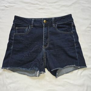 AE AEO Denim Hi Rise Shortie Jean Shorts Dark Wash Women’s Size 8